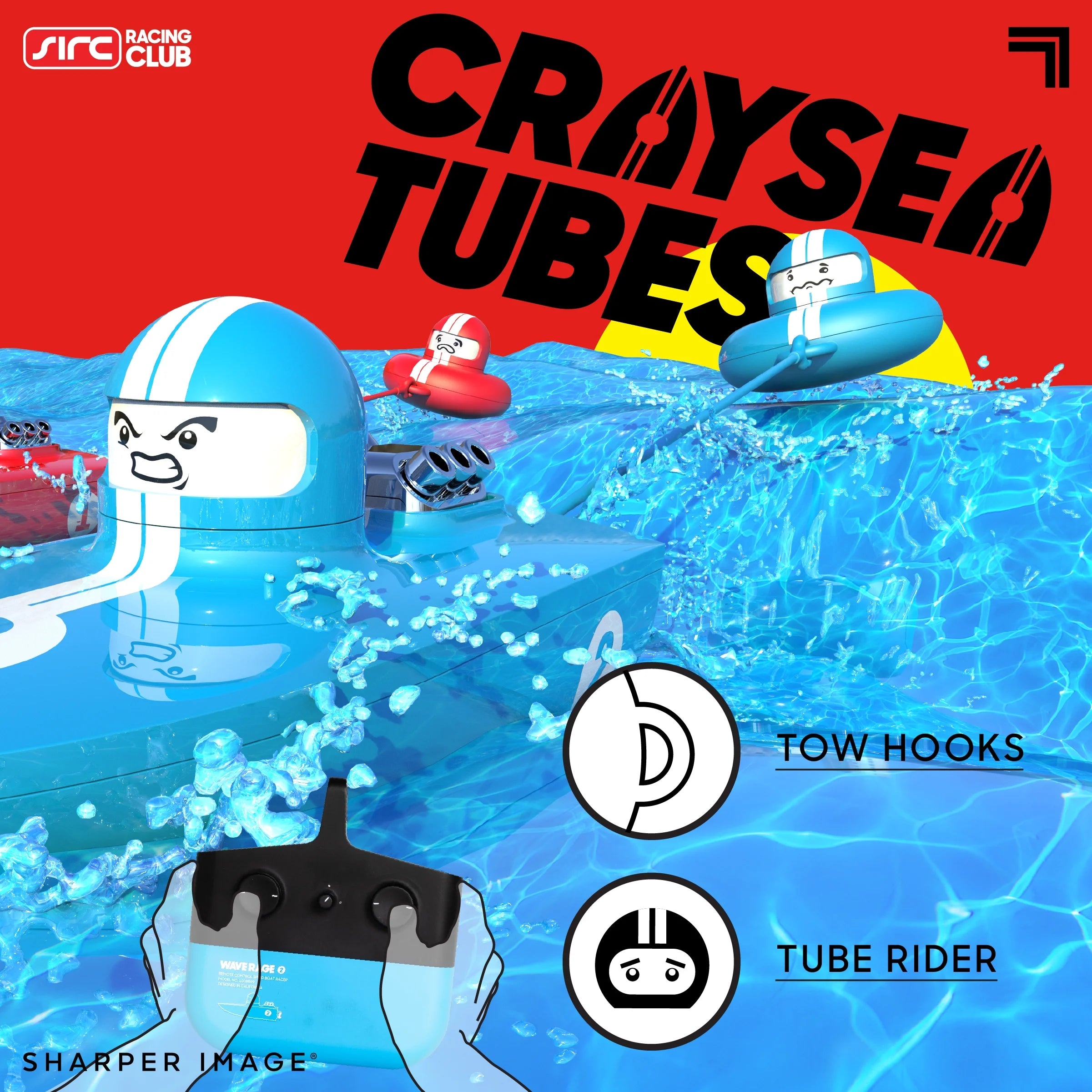 Blue Wireless Rechargeable Bumper Boat with Tow Rider X165861