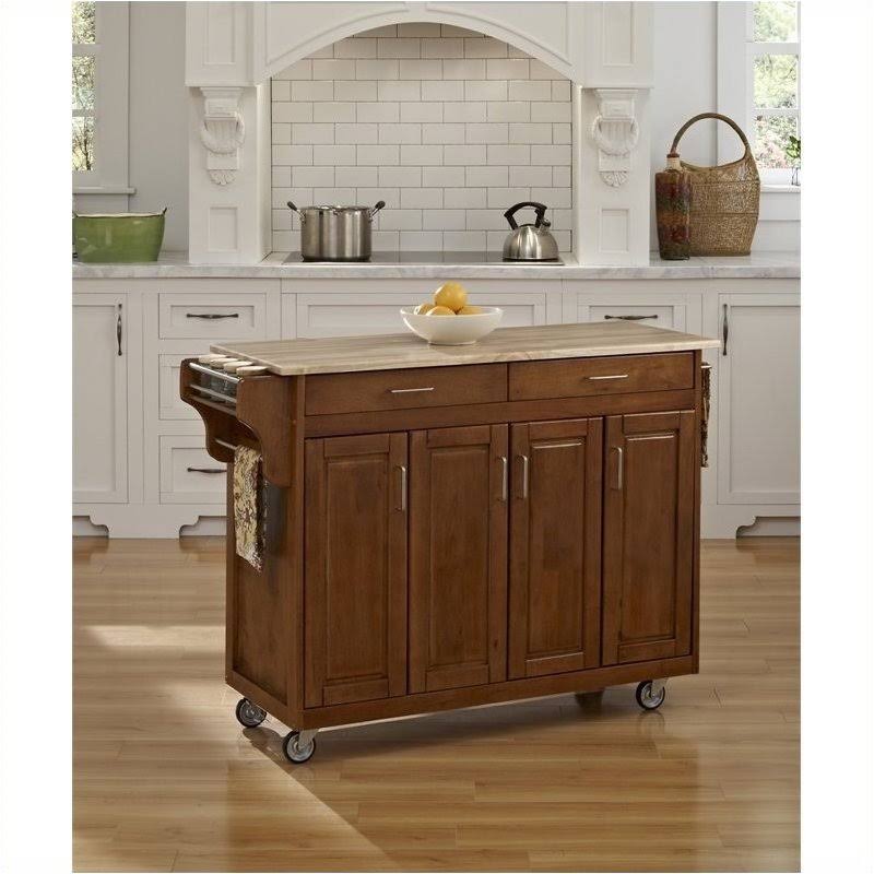 Wood Top Kitchen Cart in Cottage Oak Q726221