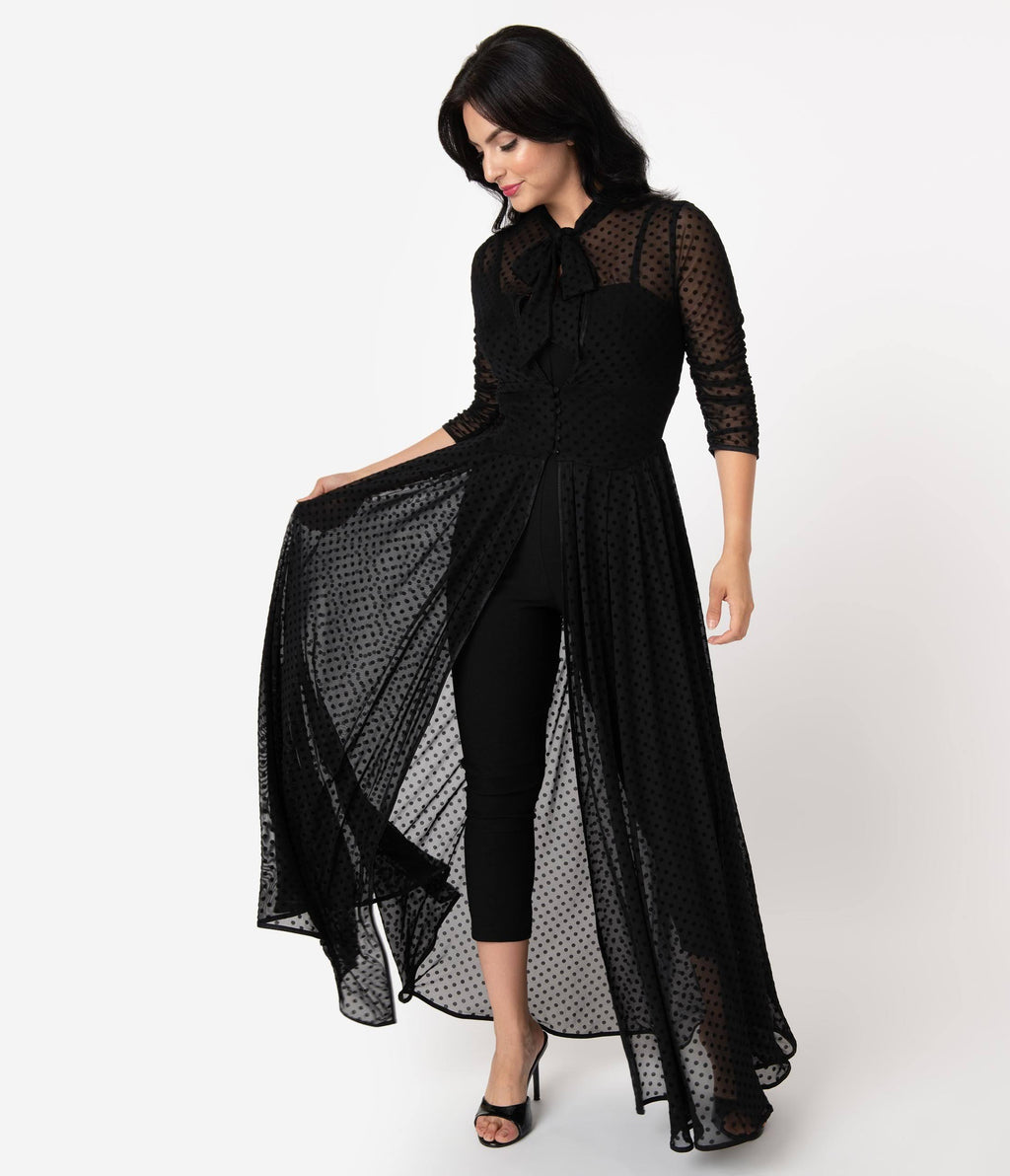 Black Swiss Dot Starlet Duster B366