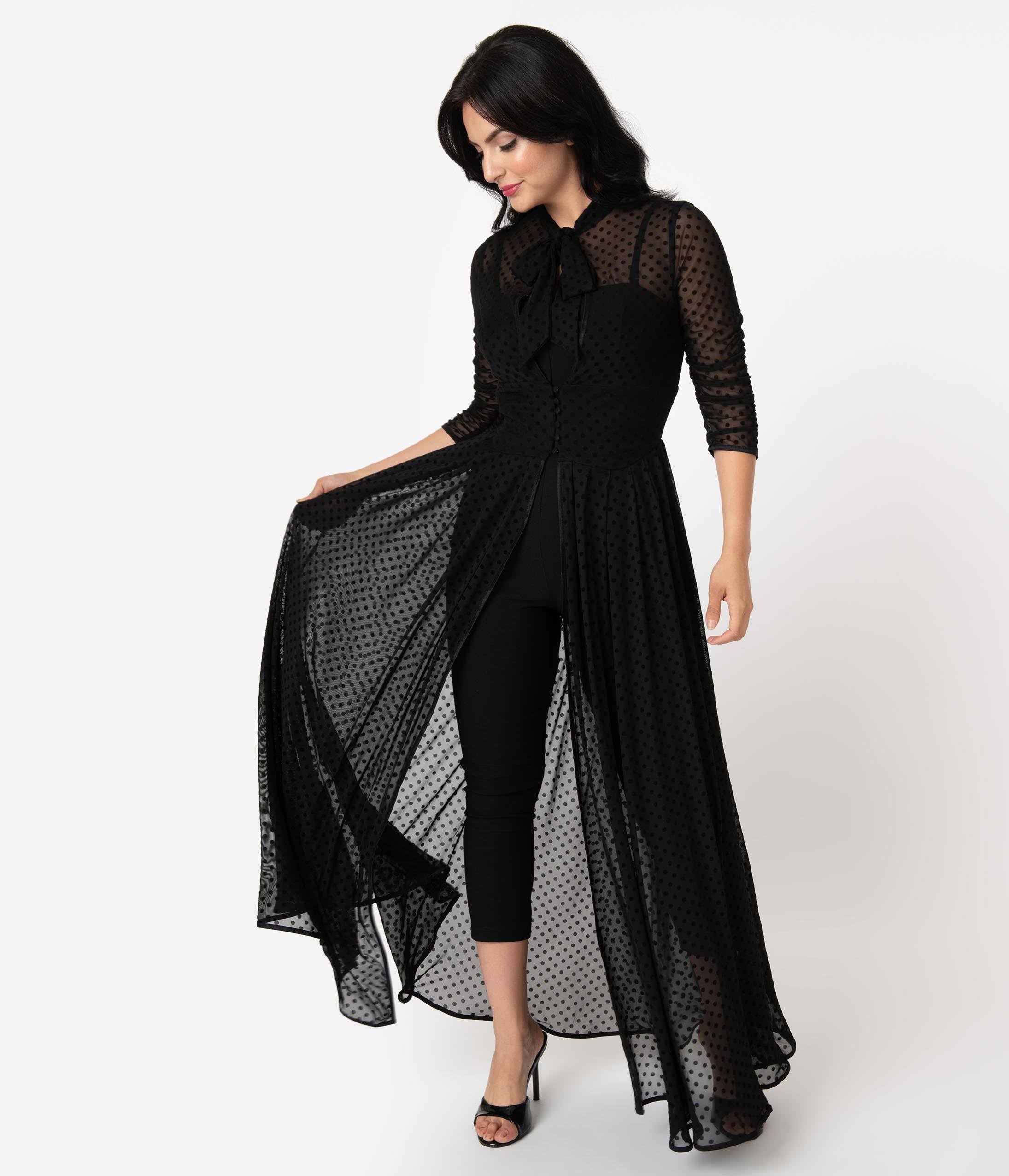 Black Swiss Dot Starlet Duster B366