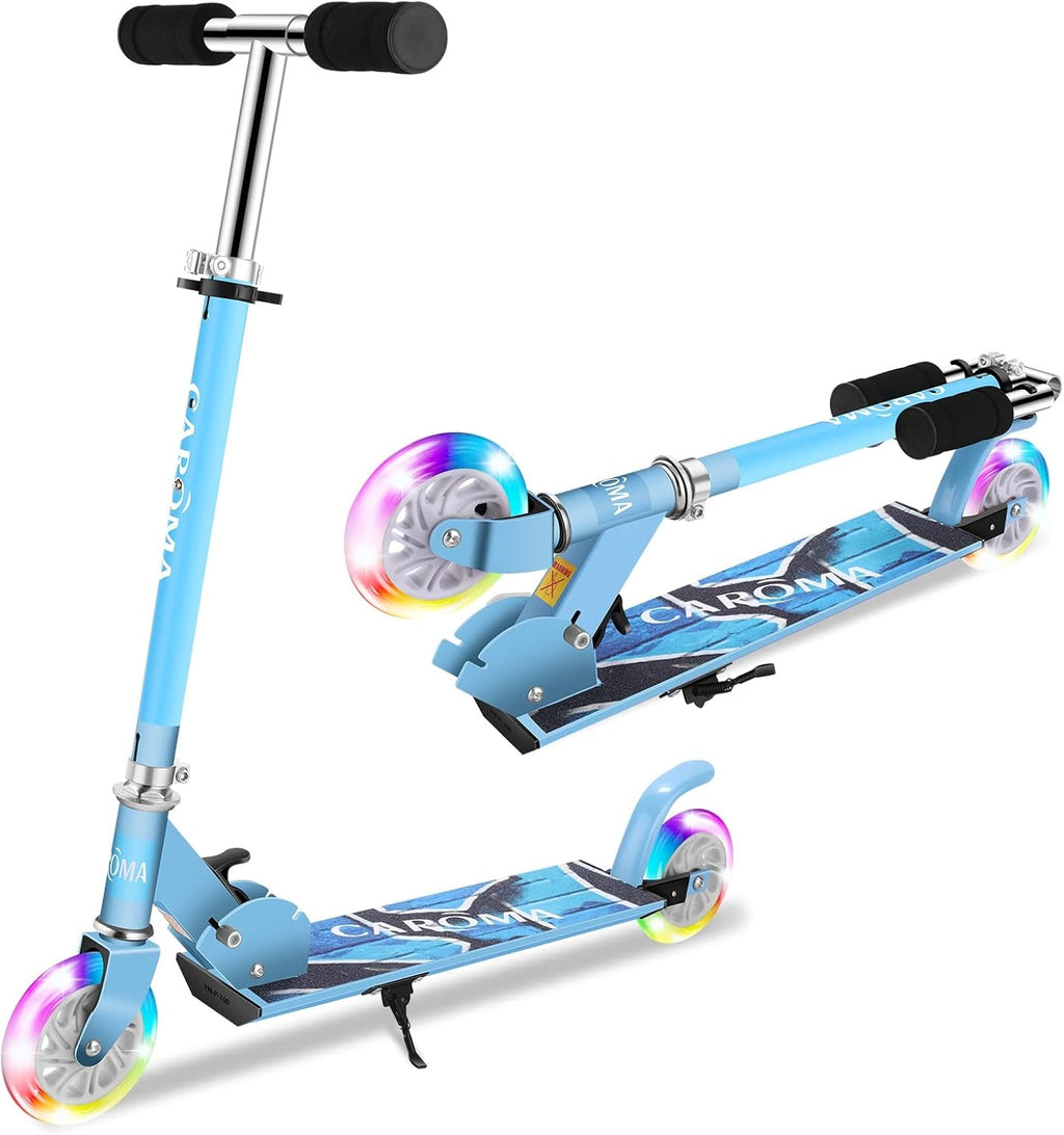 Folding Kick Scooter with Light Up Wheels and Rear Brake R5388