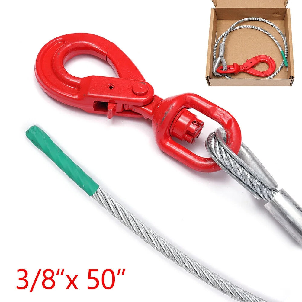 3/8"x 50" Hot-Dip Galvanized Steel Wire Rope Sling Winch Cable Q703