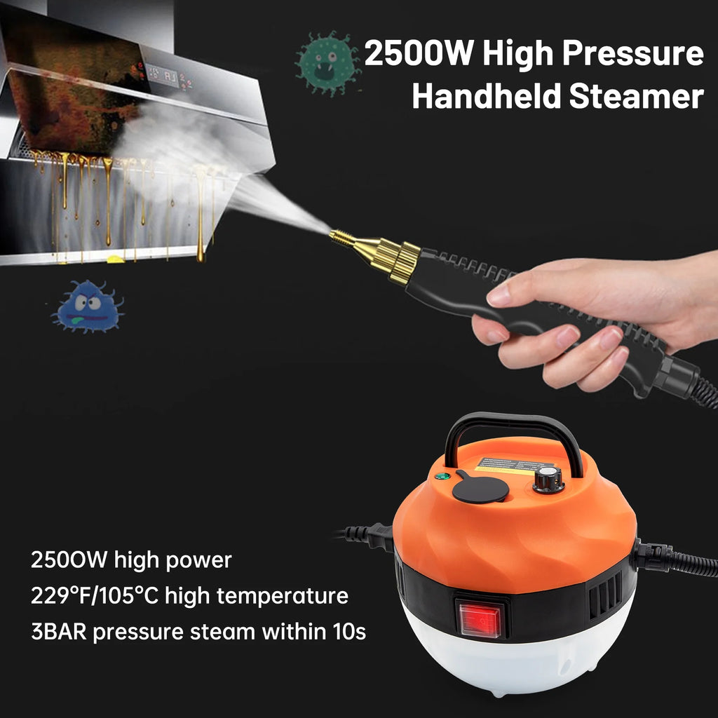 2500W High Pressure Portable Handheld Steam Cleaner with 3 Brush Heads L397264