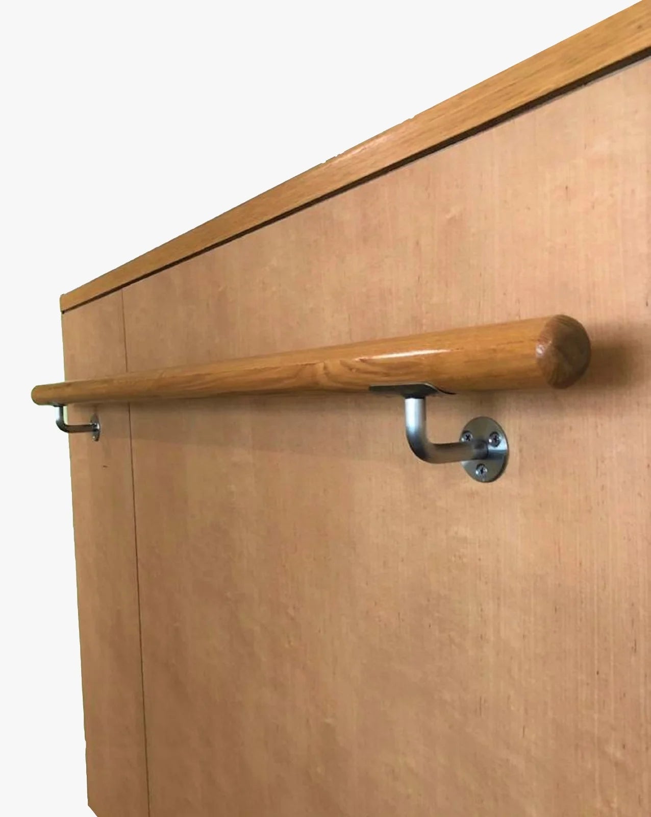 Solid Wood Wall Handrail 3 FT Long 2.0" Diameter Round Silver W17728