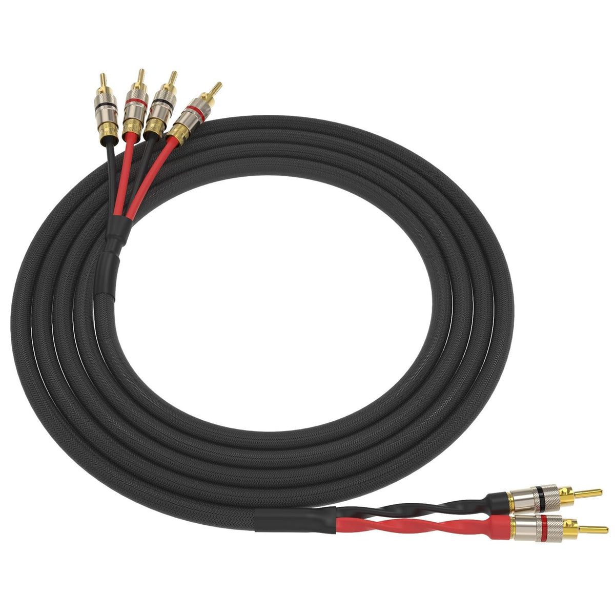 Black Gold Plated Locking Banana Speaker Cable 15 Feet F7841