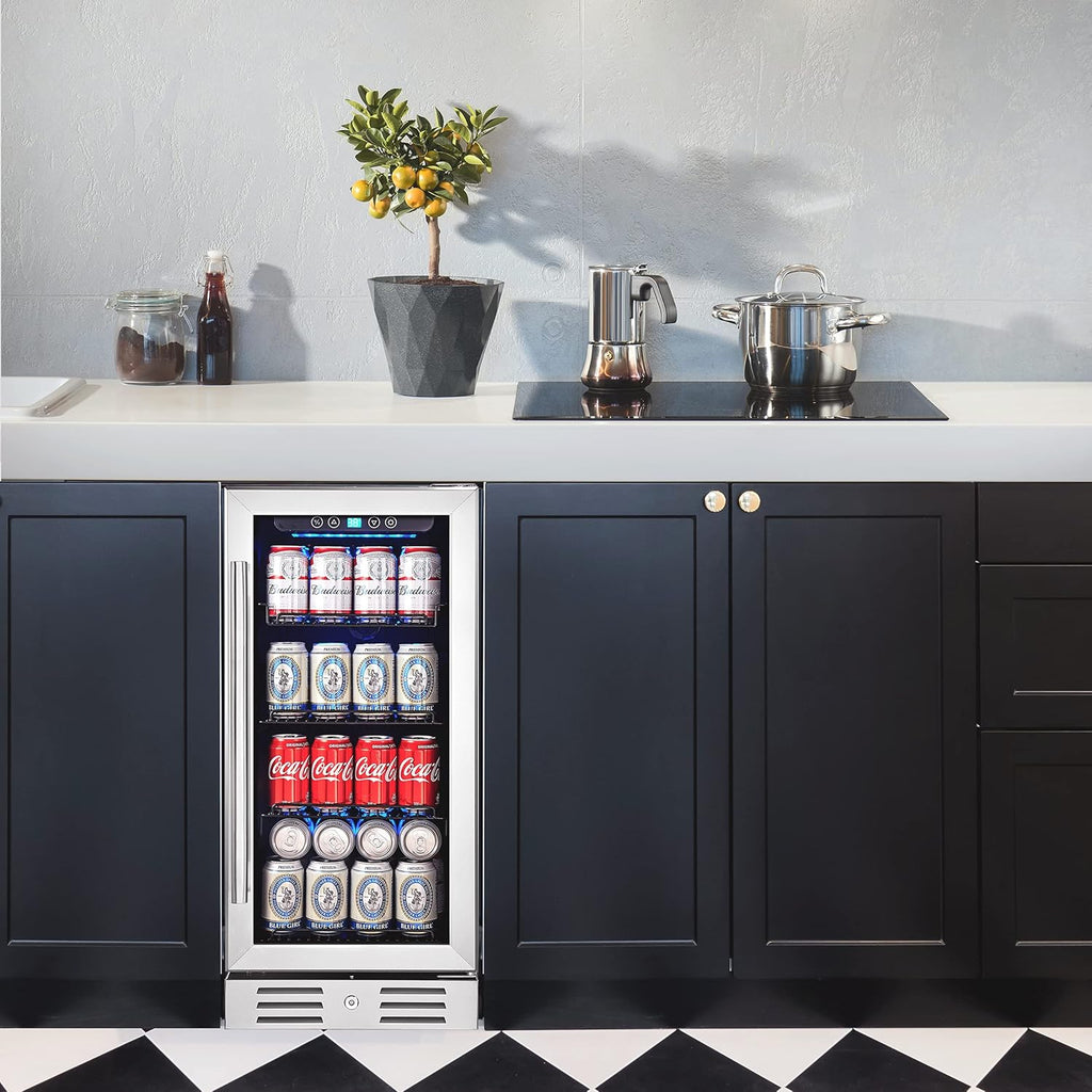 15" Beverage Cooler and Refrigerator, 96 Cans Capacity Mini Fridge D203