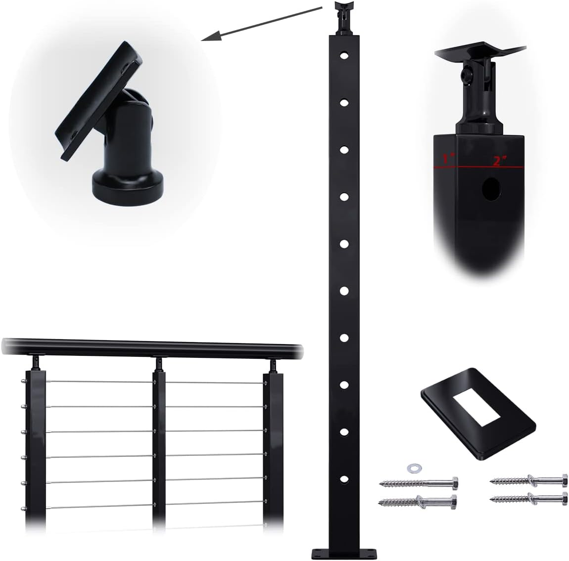 36x1x2 Stainless Steel Black Un-drilled Post O2119