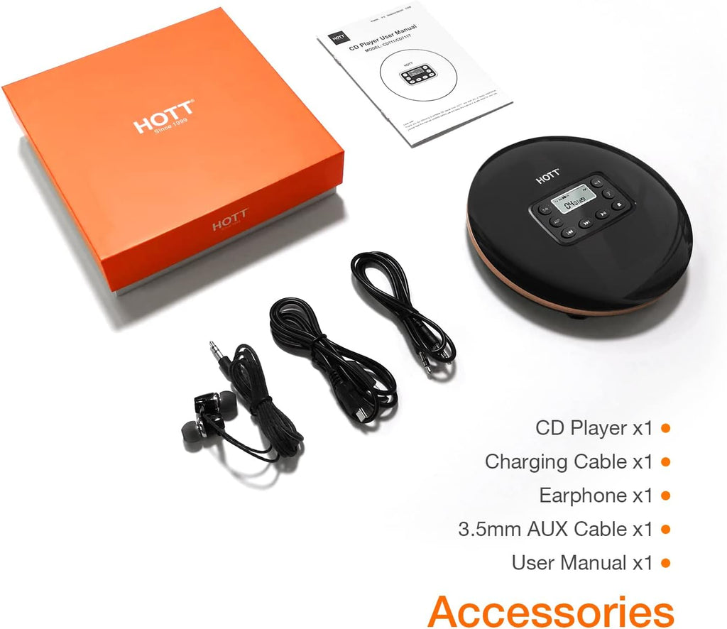Bluetooth Portable CD Player with Stereo Headphones W673
