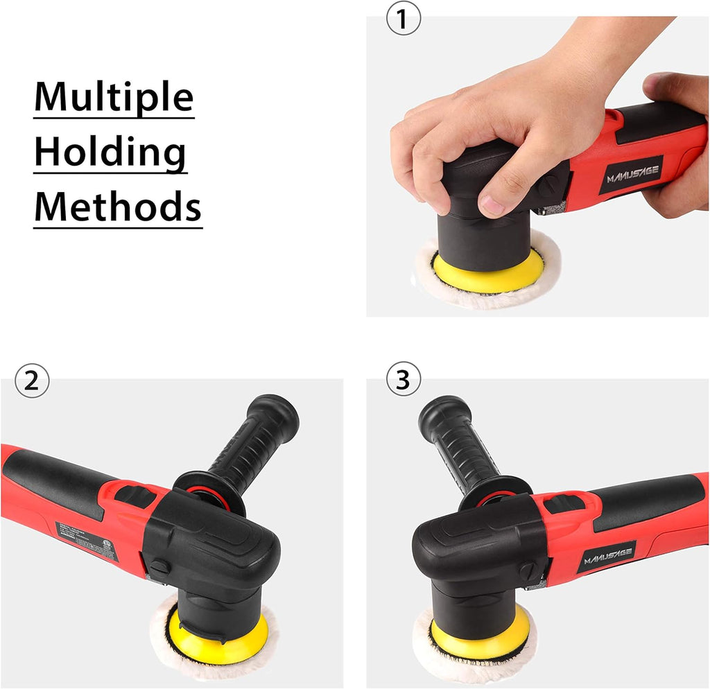 3-Inch Dual Action Car Polisher with 4 Foam & 1 Wool Pads M325