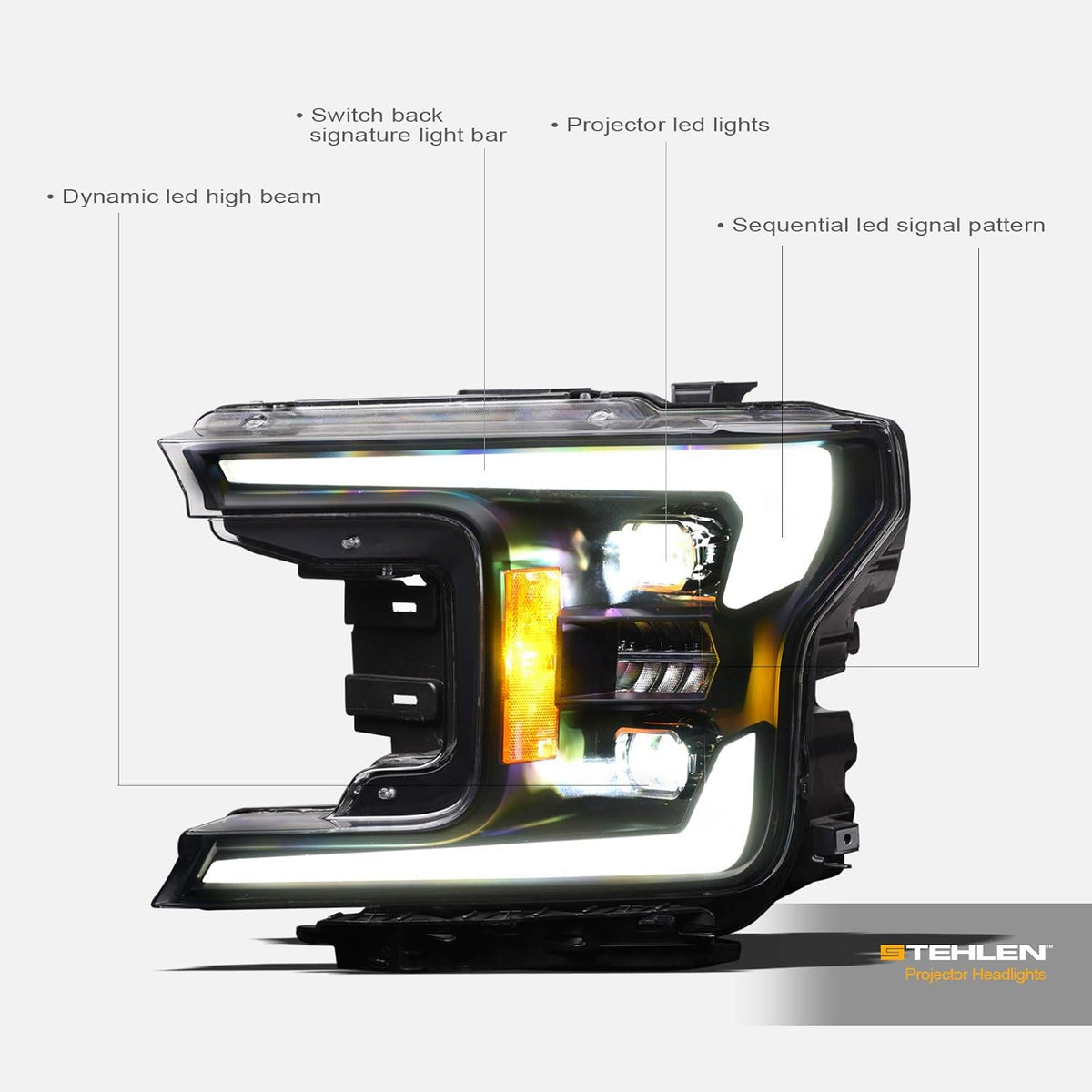 Full LED Switchback Sequential Dual Projector Headlights S587