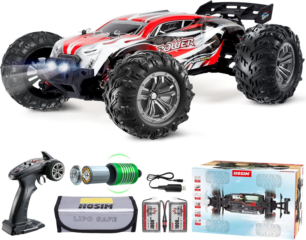 Brushless RC Car 4x4 Off Road Monster Truck Waterproof Hobby Vehicle with 2 Batteries Y908