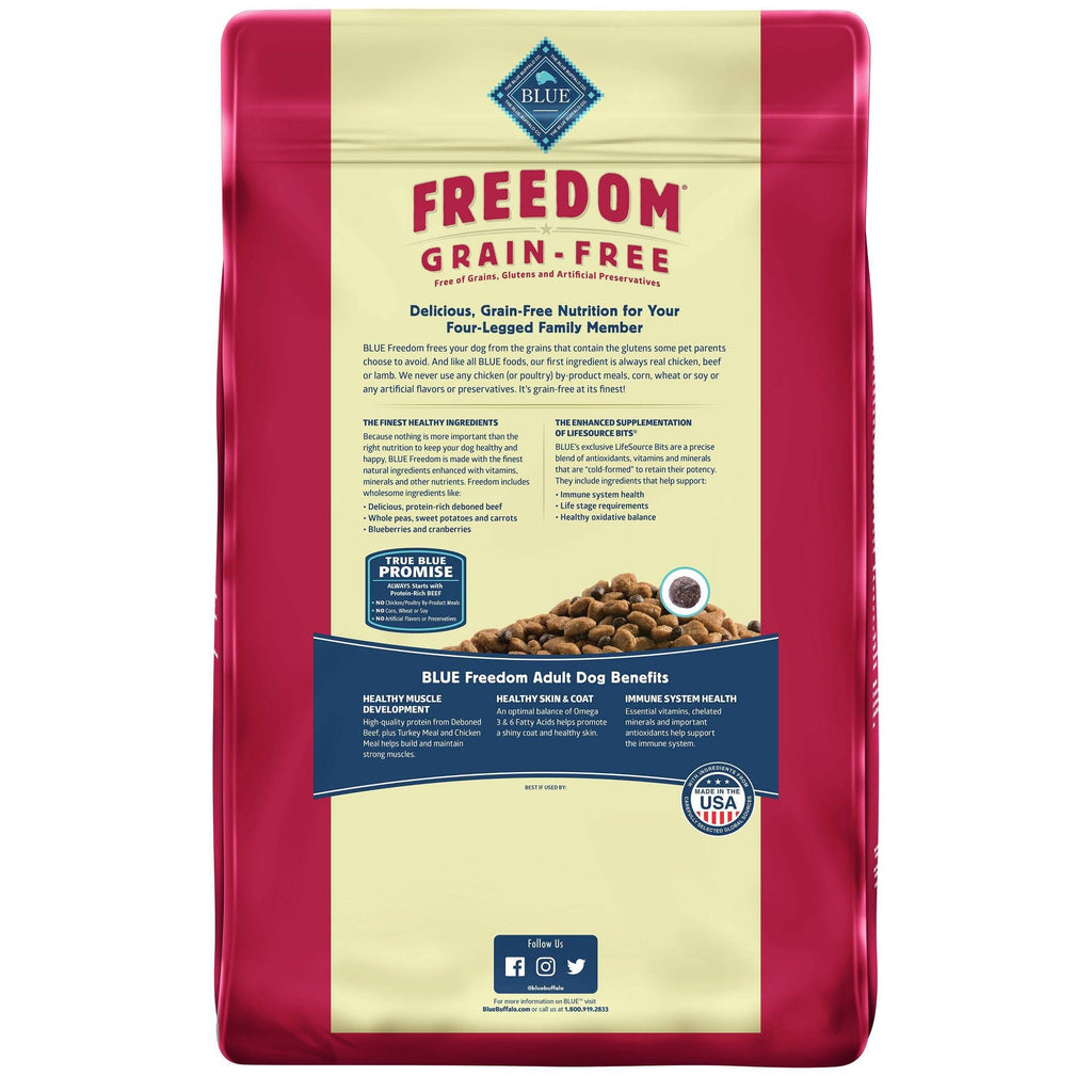 Blue Freedom Dog Food, Grain-Free, with Beef, Potatoes and Peas, Adult Recipe - 20 lbs S784897