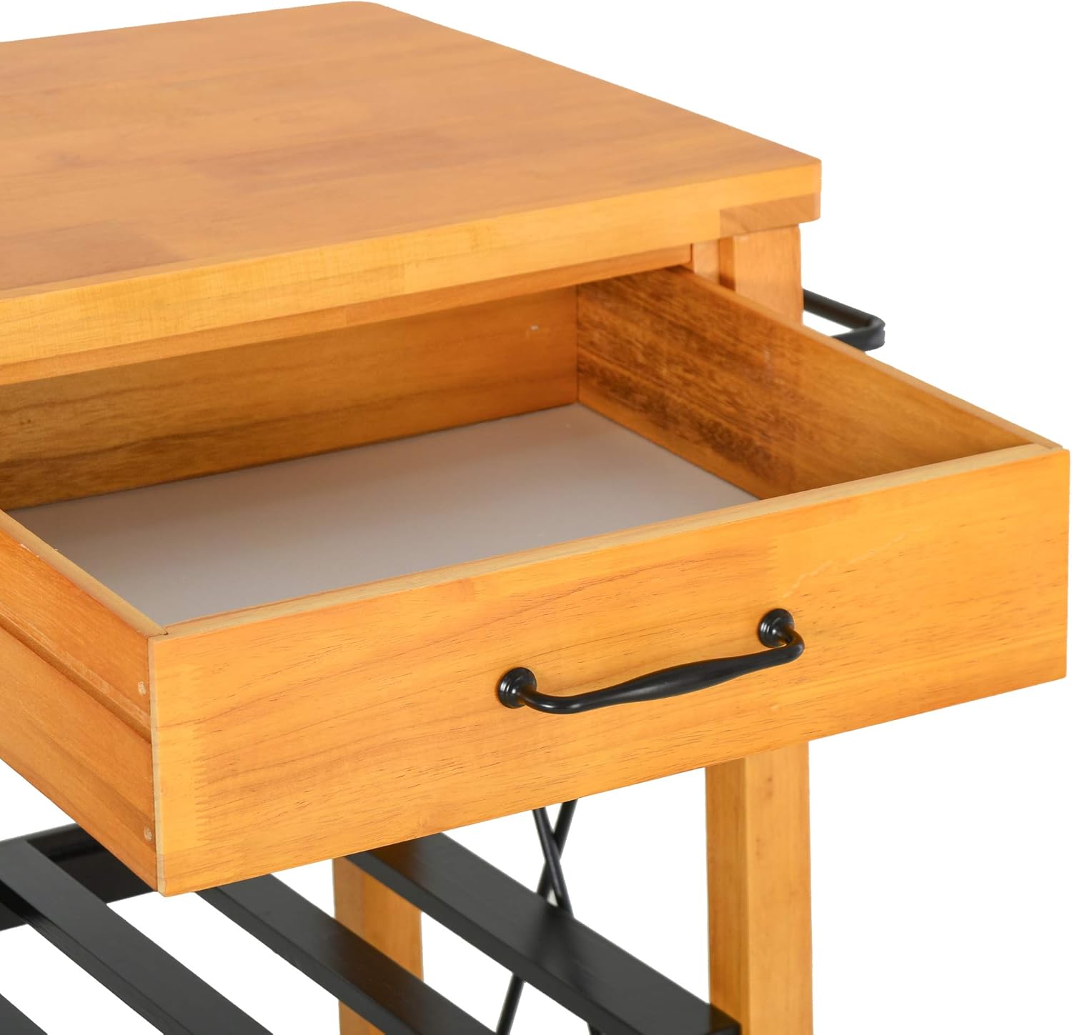 Kitchen Island Cart with 2 Drawers and Open Storage Shelves R12310