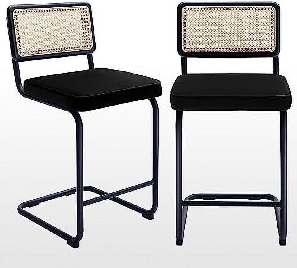 Black Velvet Counter Height Barstools Set of 2 K202