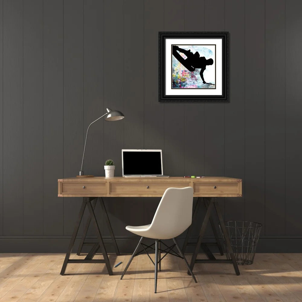 26x26 Black Ornate Wood Framed Art Print K1365