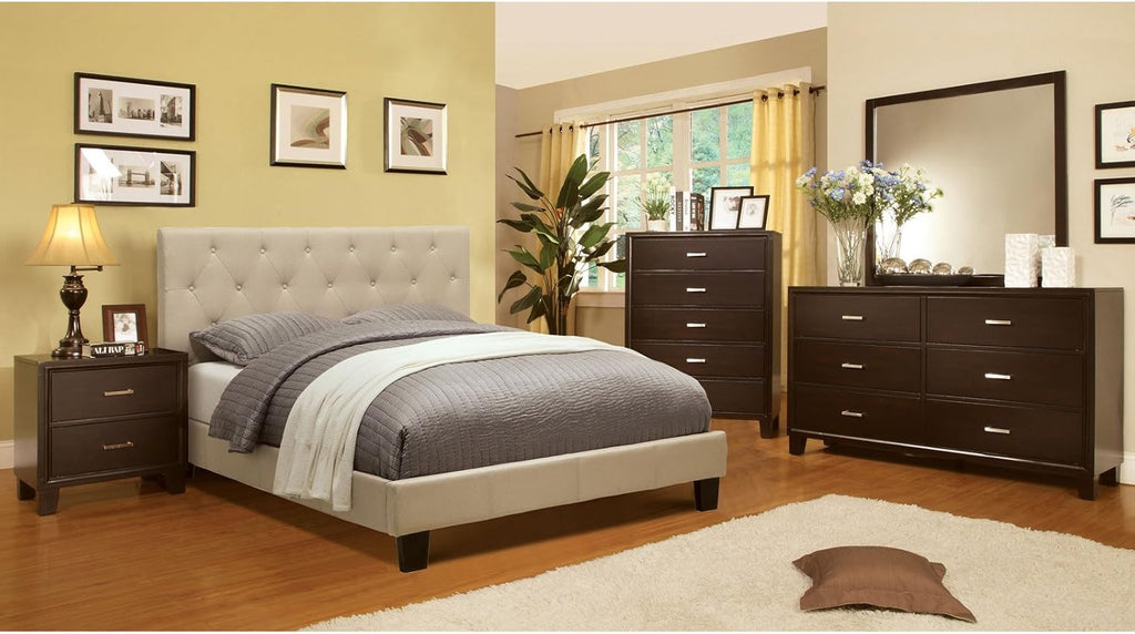 Fabric Full Tufted Platform Bed in Ivory Z242