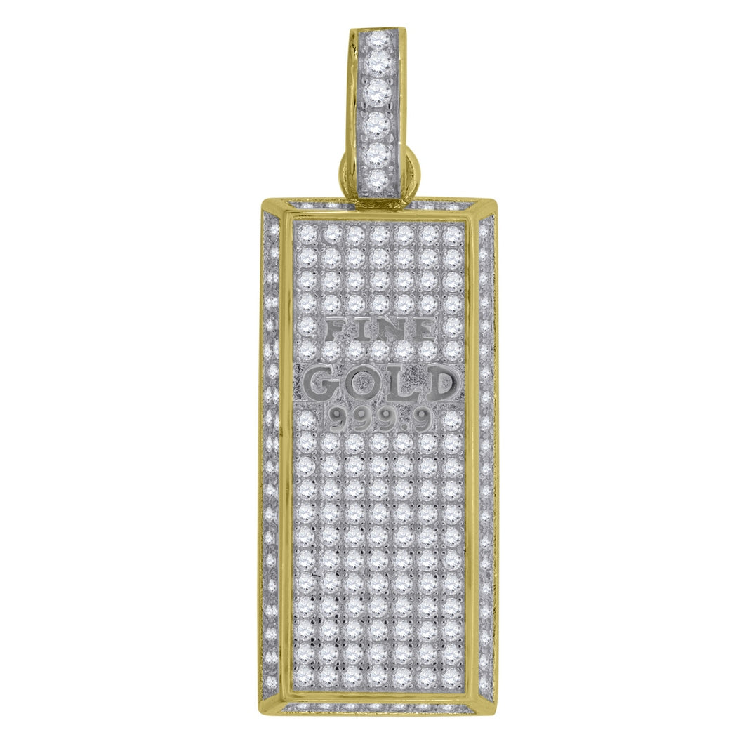 Yellow tone 925 Sterling Silver CZ Pendant Necklace J6597