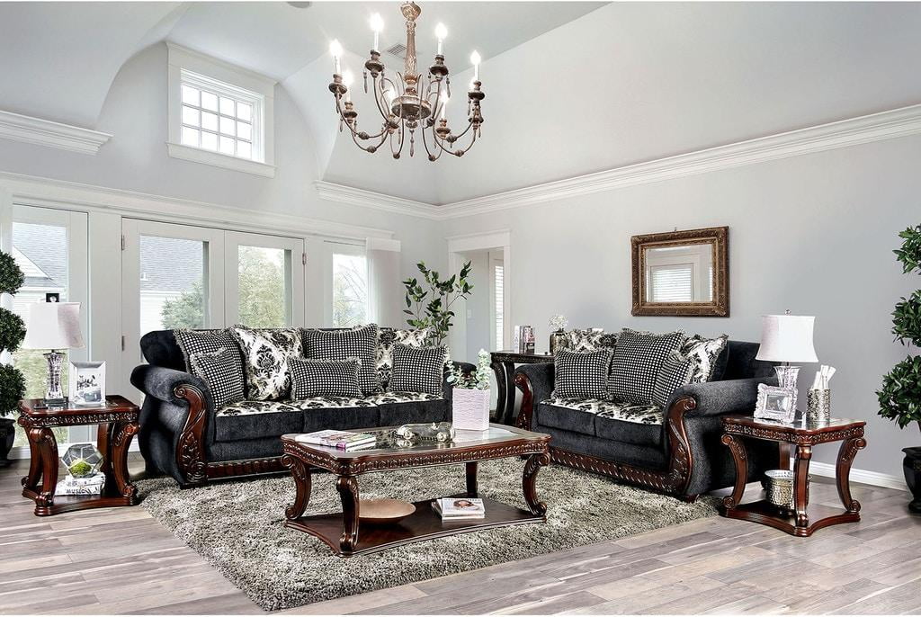 Dark Gray Chenille Sofa and Loveseat Z1285