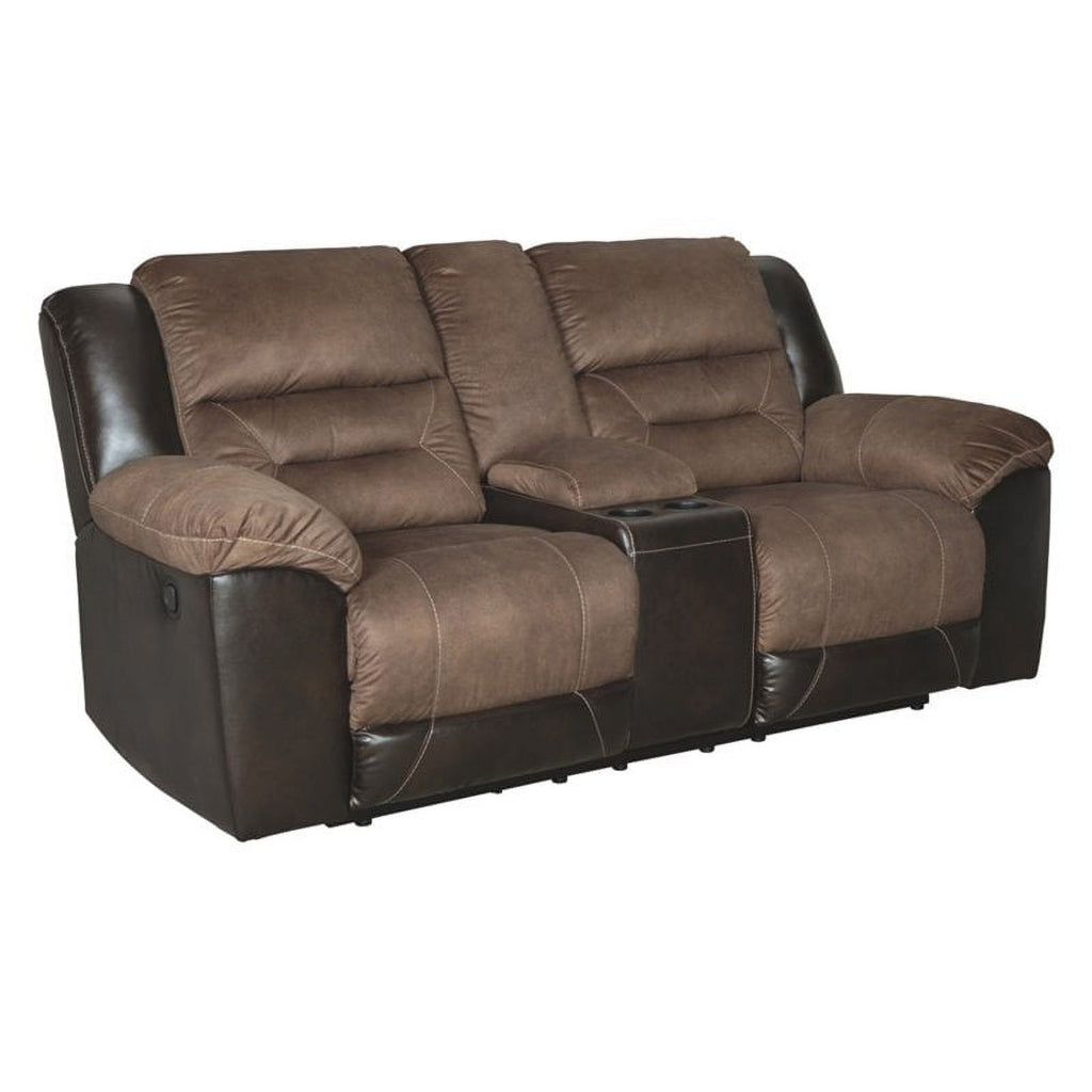 Contemporary Reclining Loveseat with Console in Chestnut P826474