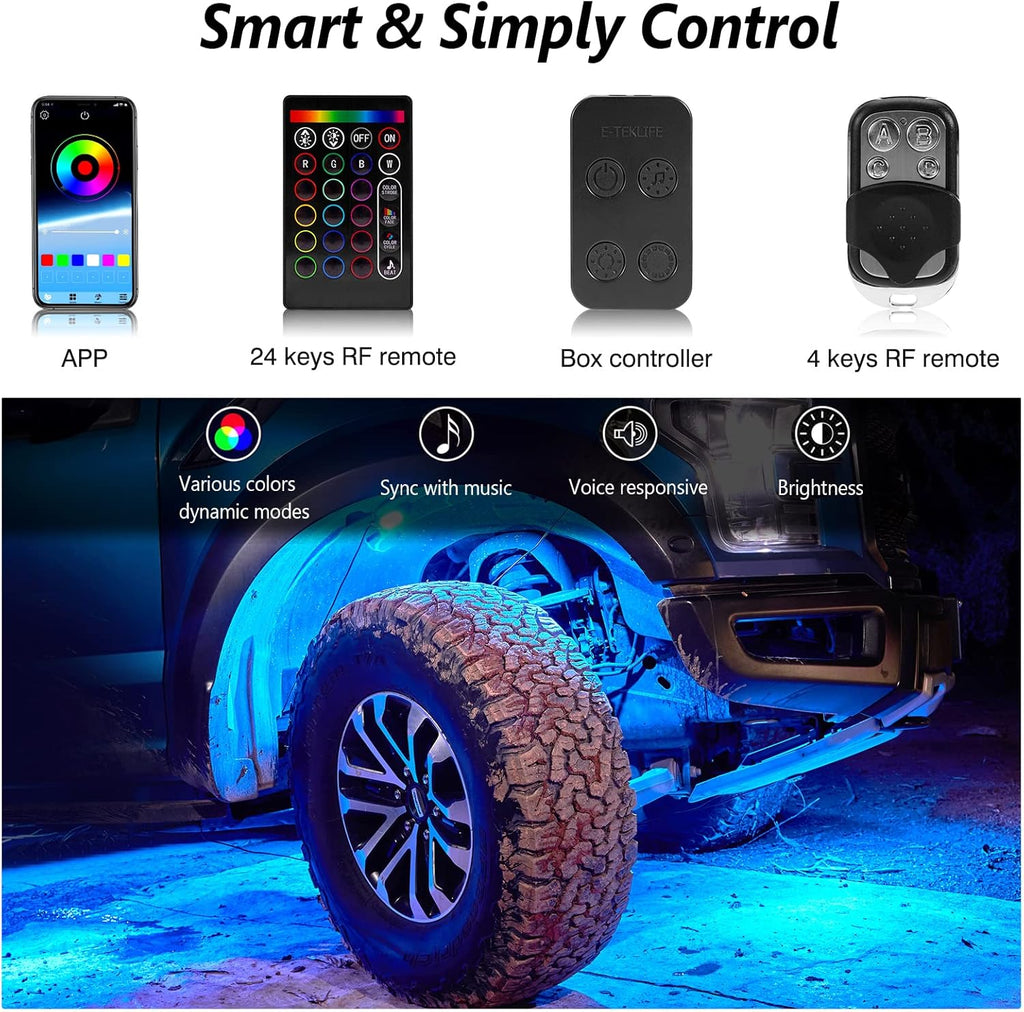 RGB LED Underglow Lighting Kit, 6 Pods, IP68 Waterproof, Pack of 2 S4015