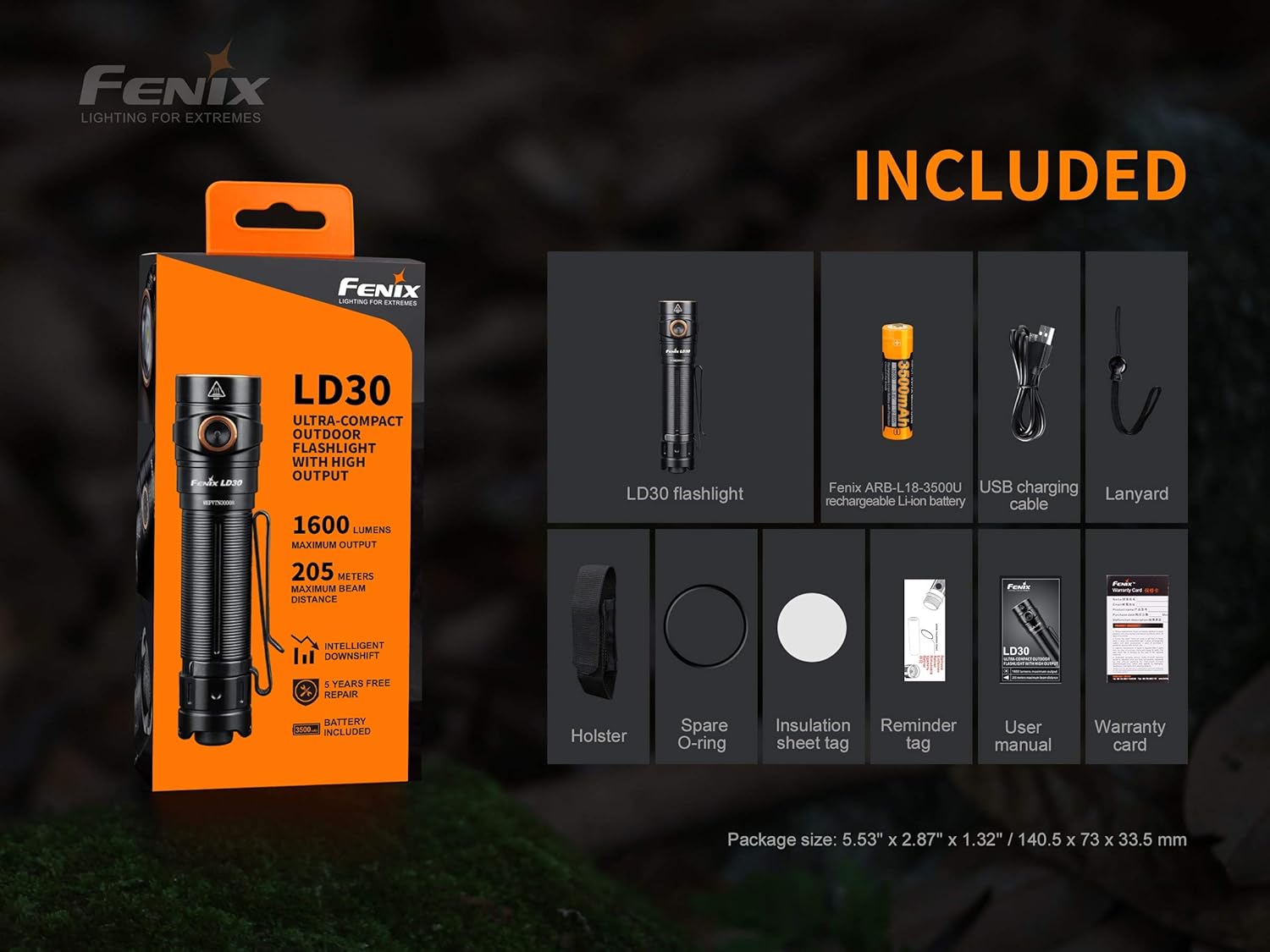 1600 Lumen LED Tactical Flashlight with 2 X 3500mAh Rechargeable Battery M670533