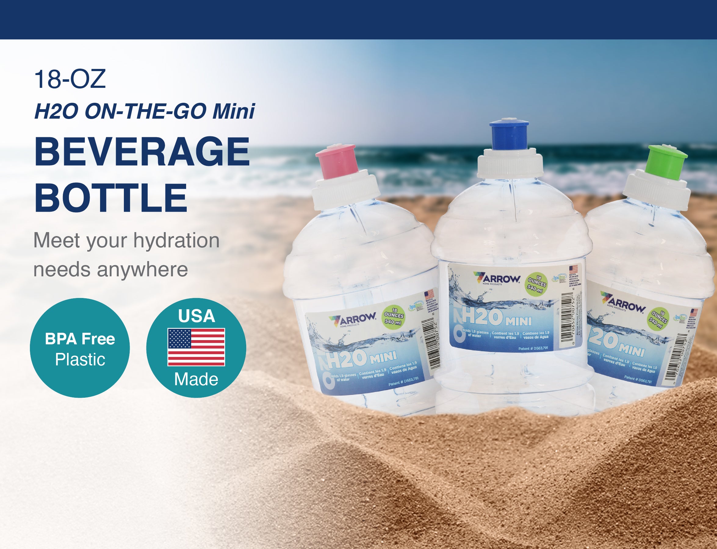 18 oz Clear BPA-Free Water Bottles 6 Pack G221