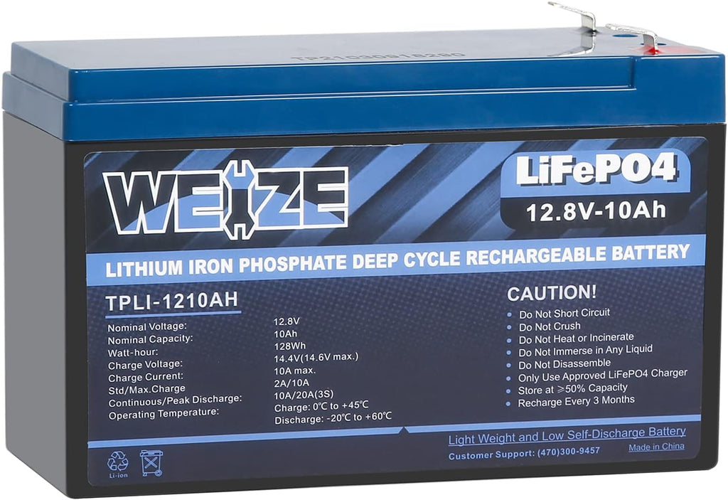 12V 10ah LiFePO4 Lithium Battery, Smart BMS, Pack of 2 F7567