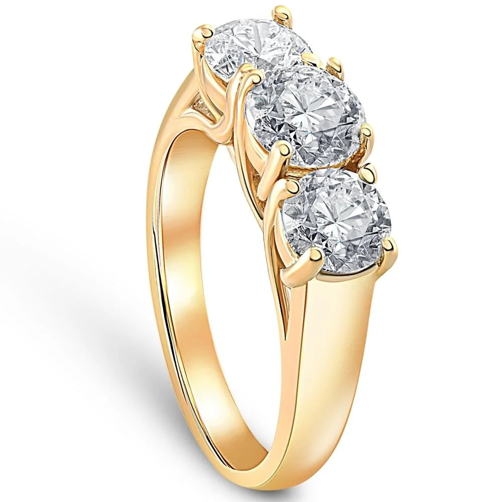 3ct Diamond Three Stone Ring 14k Yellow Gold U906
