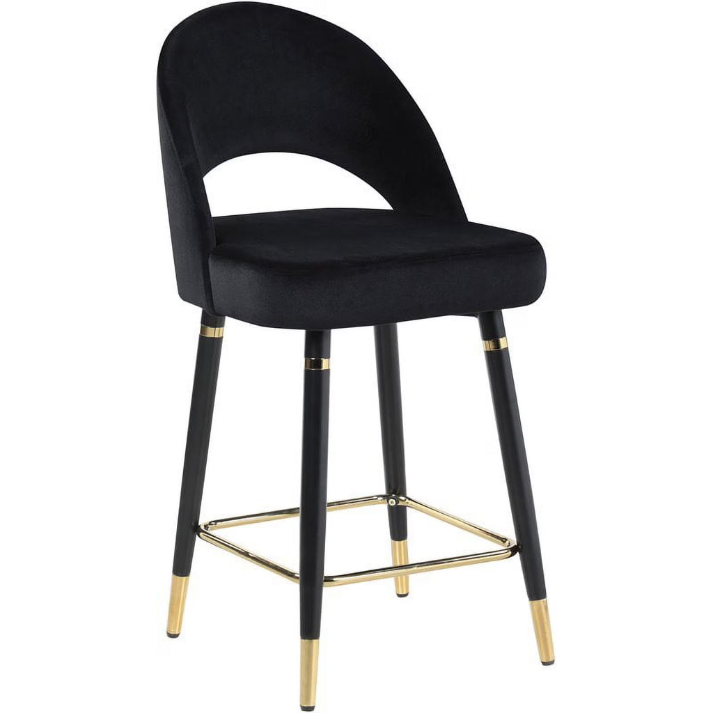 Arched Back Upholstered Counter Height Stool in Black P531445