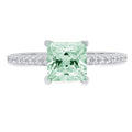 14k White Gold Princess Cut Green Simulated Diamond Ring Size 9.5 M42578