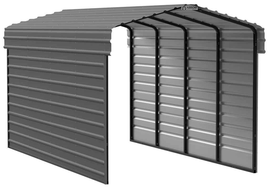 Galvanized Steel Carport Kit, 10' x 20' x 9', Charcoal N56773