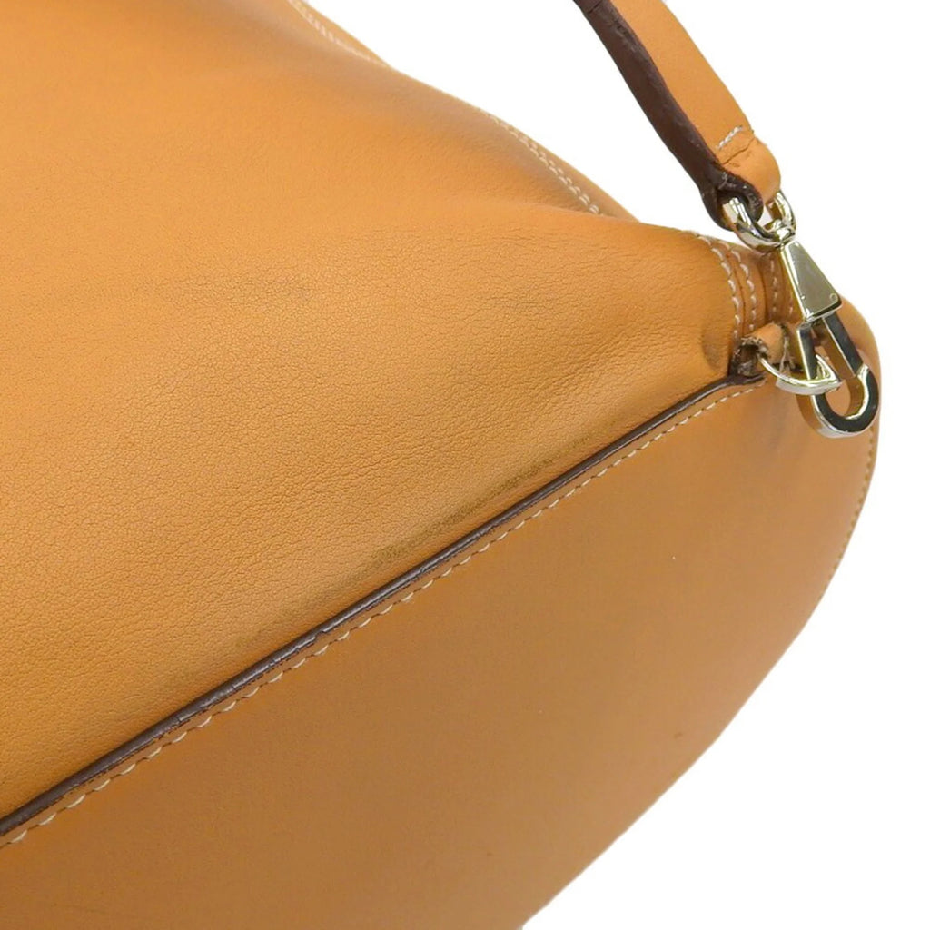 Camel Leather Drawstring Backpack H9412