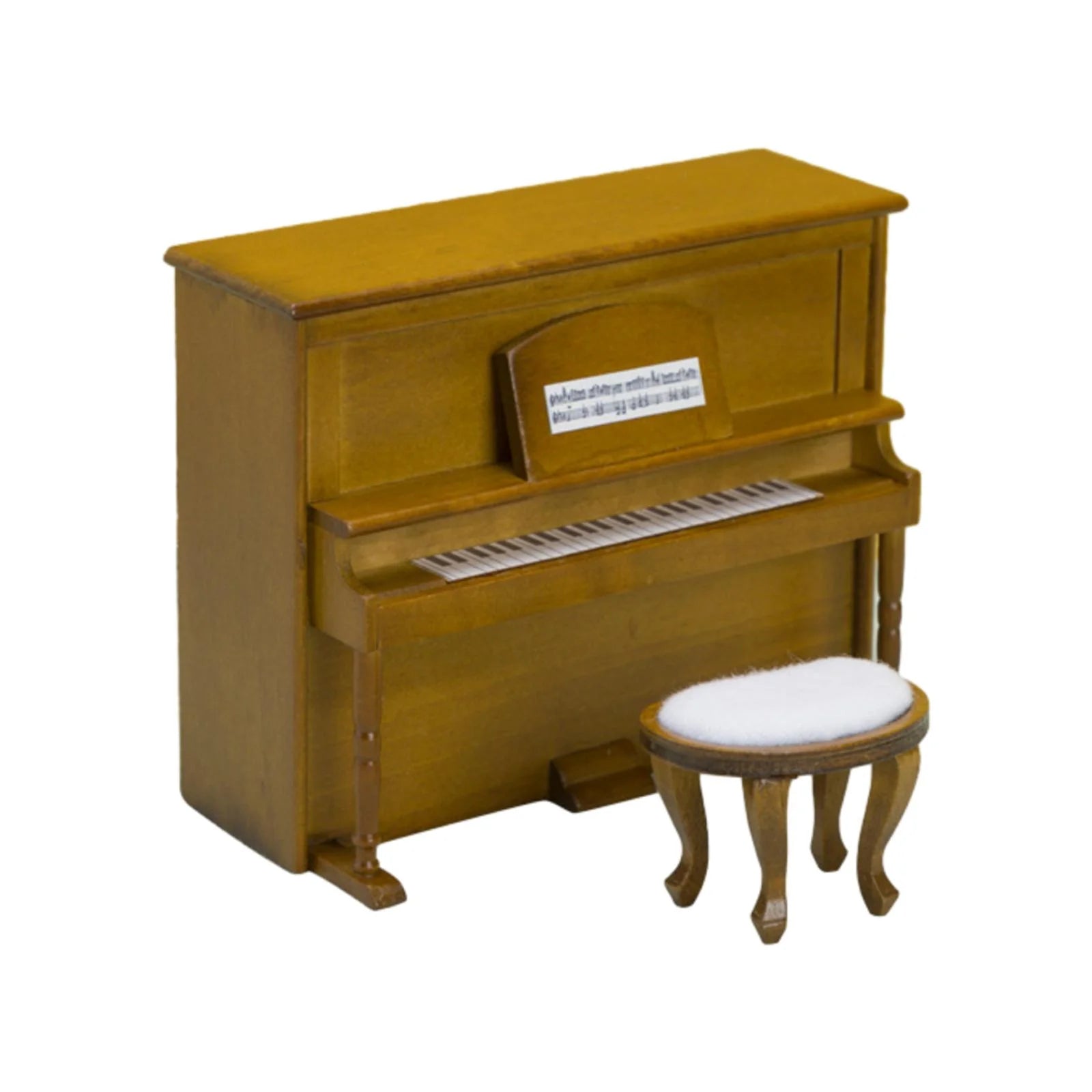 Walnut Miniature Upright Piano Dollhouse Furniture with Stool N353327