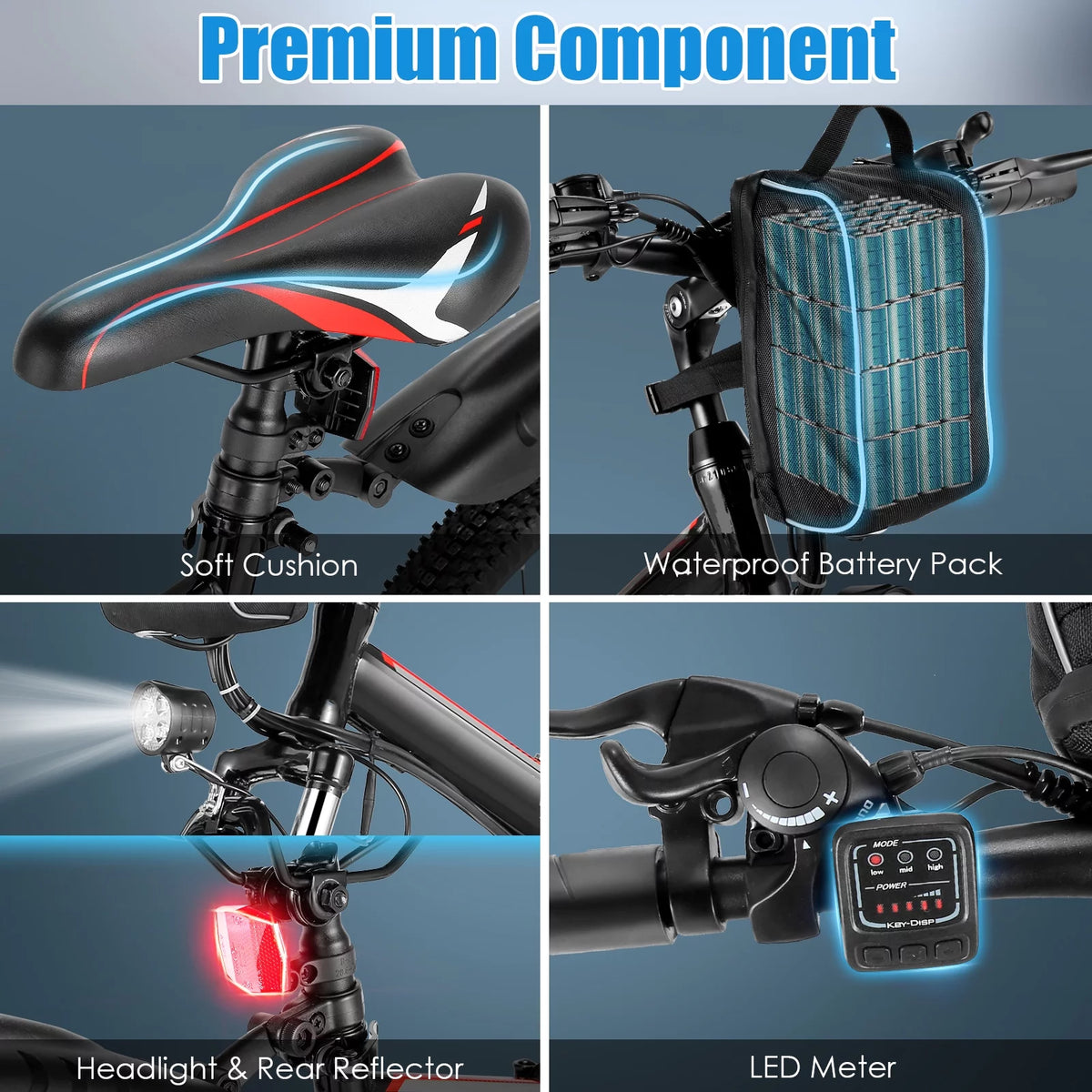 Folding Electric Mountain Bike for Adults, 48V 7.8Ah, 21 Speed W320