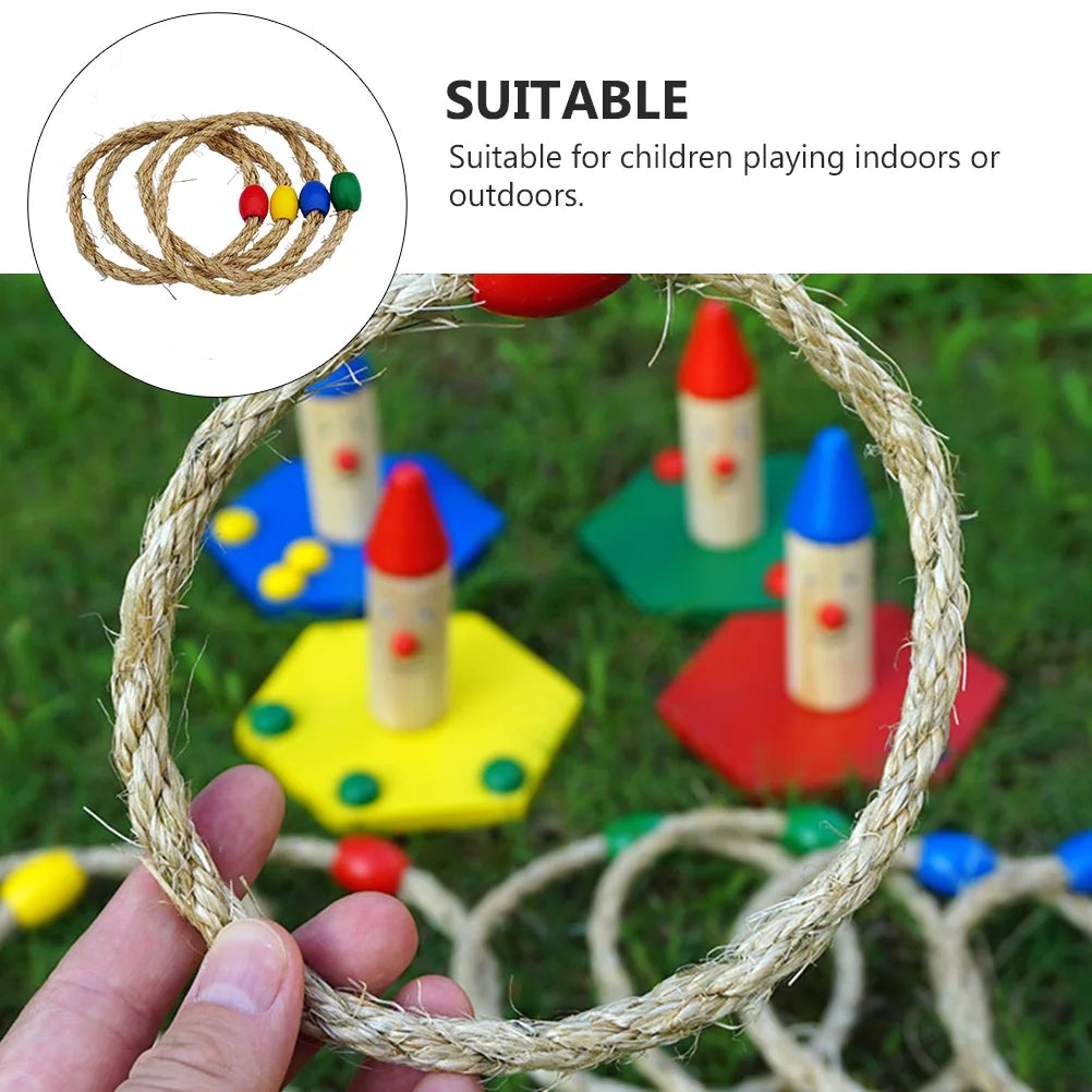 Natural Rope Ring Toss Game Toy 8 PCS Z24636