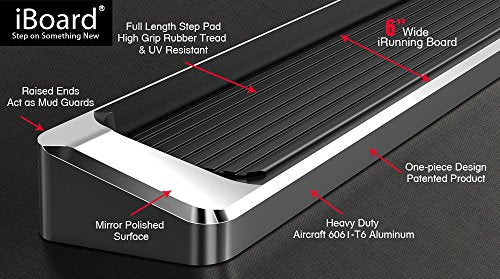 304 Stainless Steel Polished 6in Running Boards Side Steps E372787