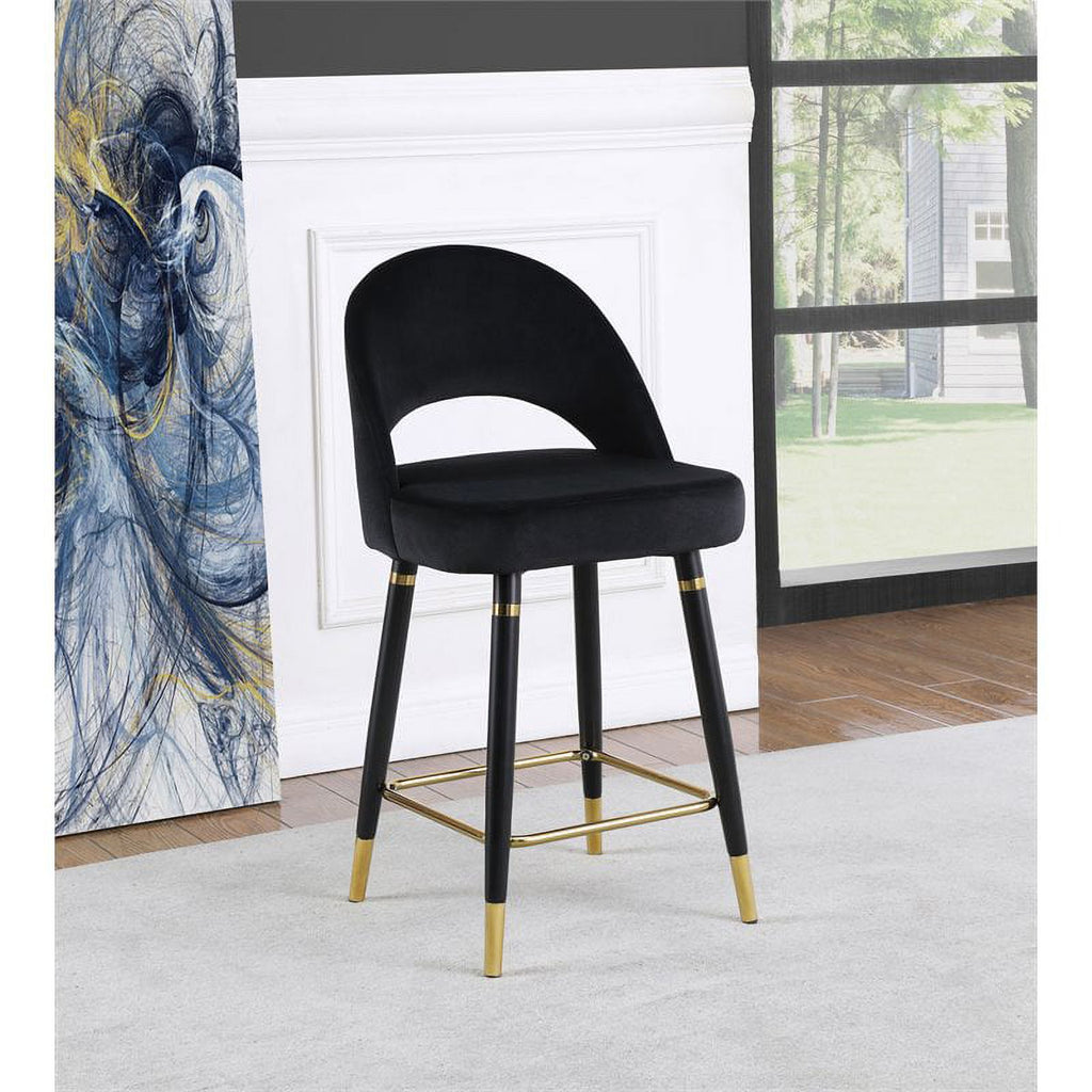 Arched Back Upholstered Counter Height Stool in Black P531445