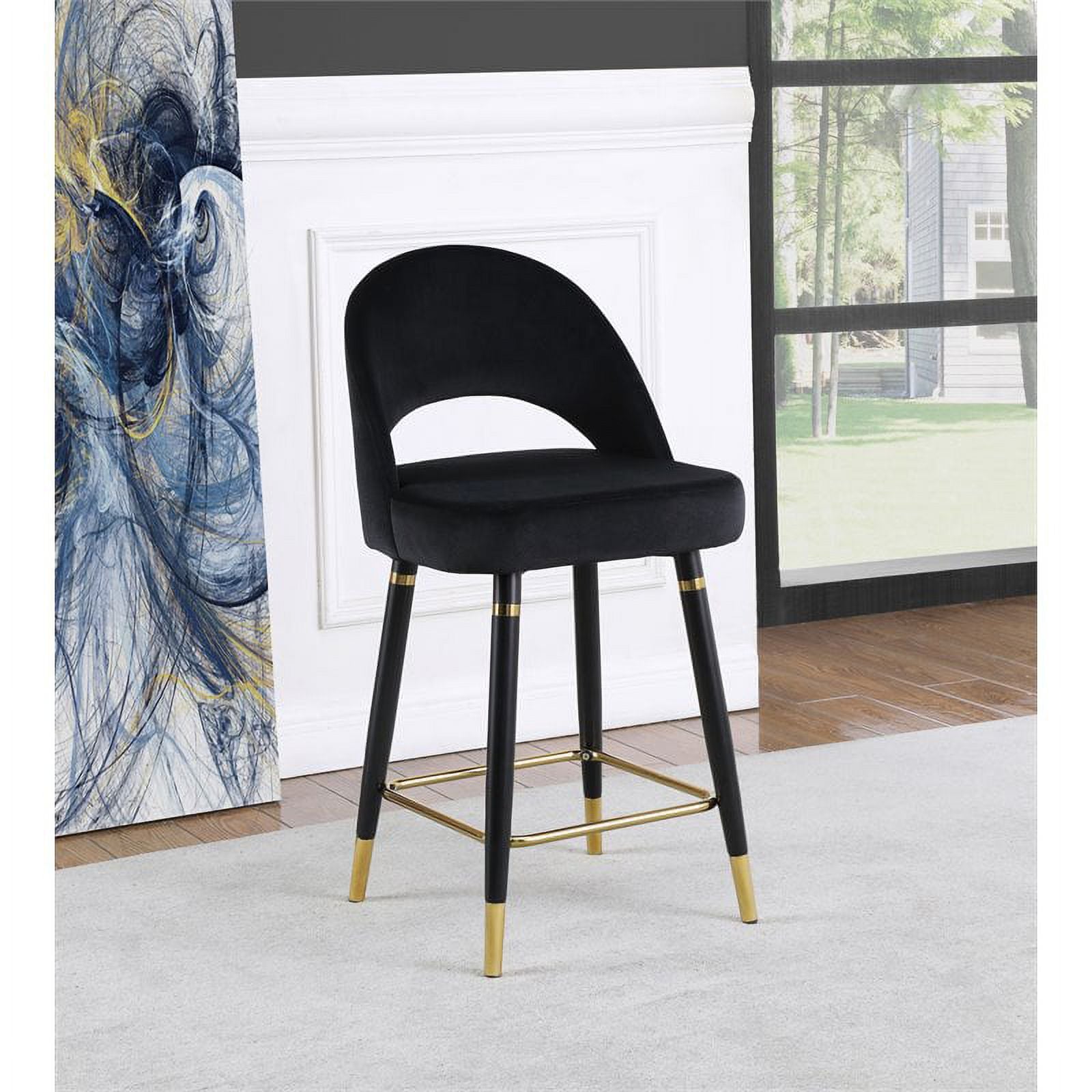 Arched Back Upholstered Counter Height Stool in Black P531445