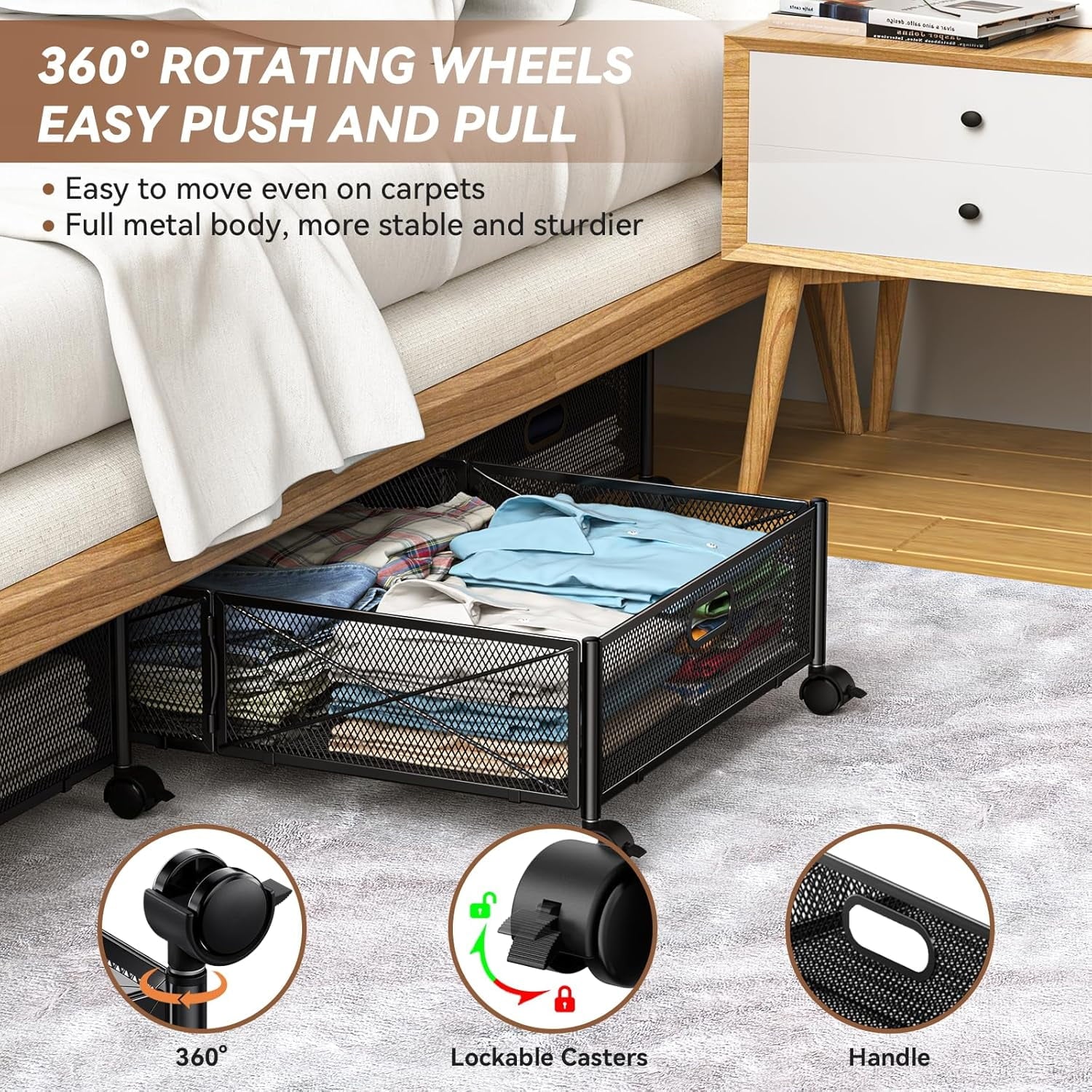 Under Bed Storage Containers with Wheels, 2 Pack U520266