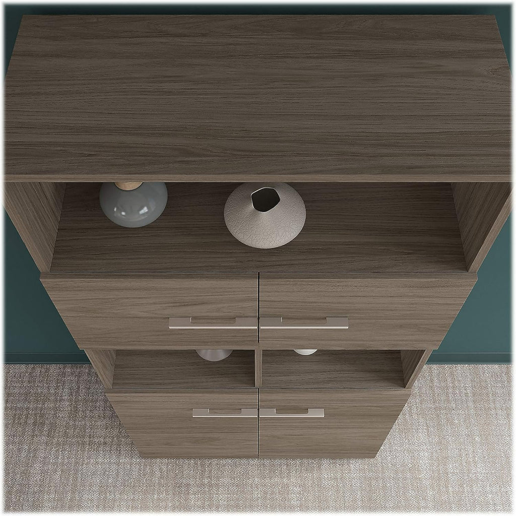 5 Shelf Bookcase with Doors in Modern Hickory E576