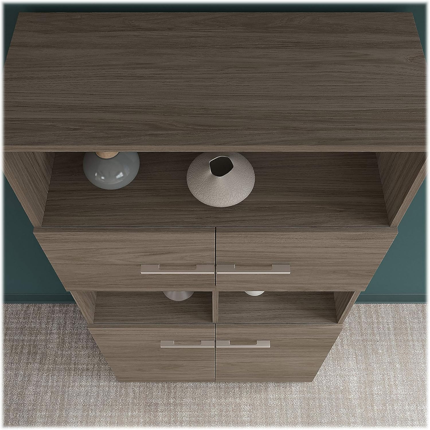 5 Shelf Bookcase with Doors in Modern Hickory E576