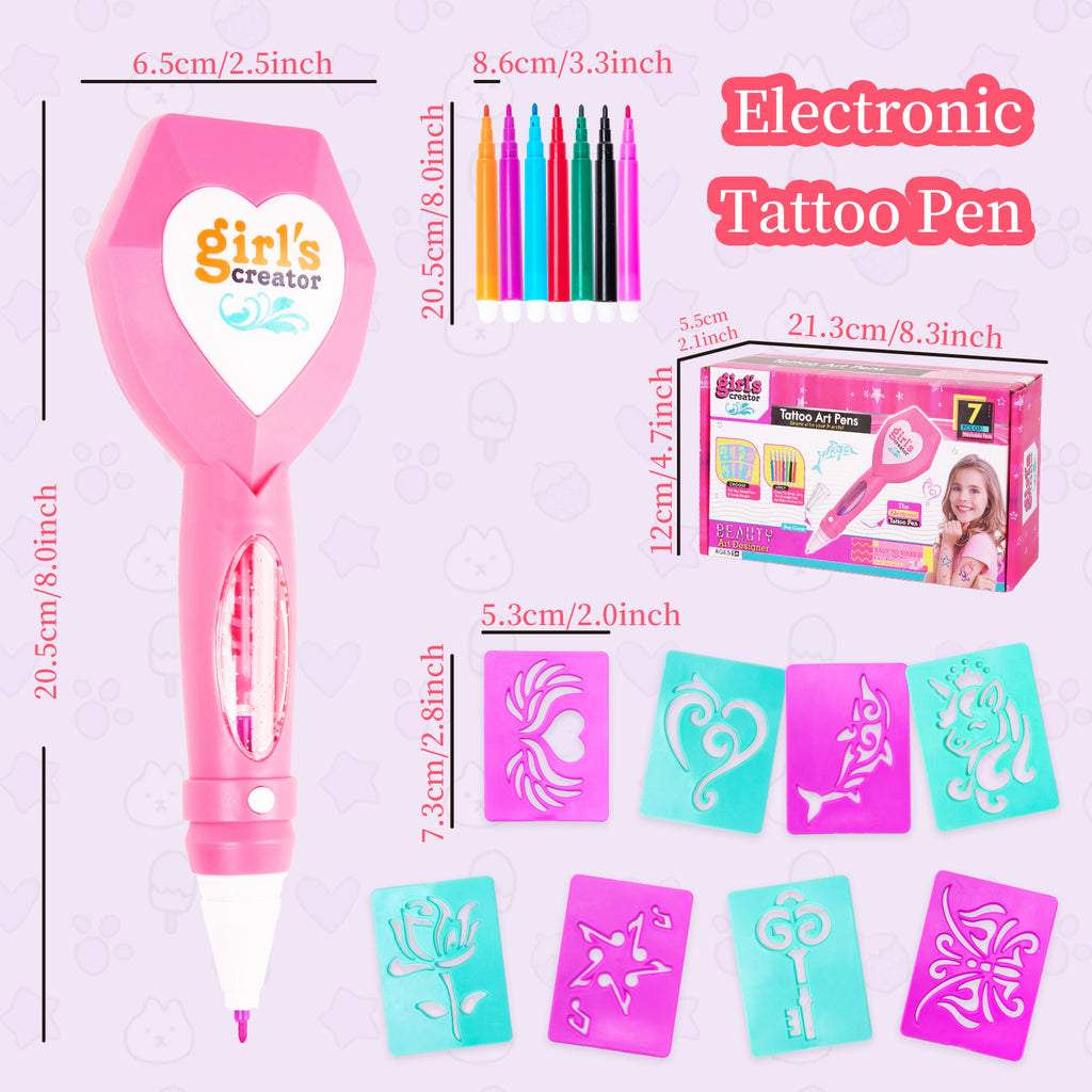 Temporary Tattoos Art Kit with Tattoo Pen for Kid Girl E55924