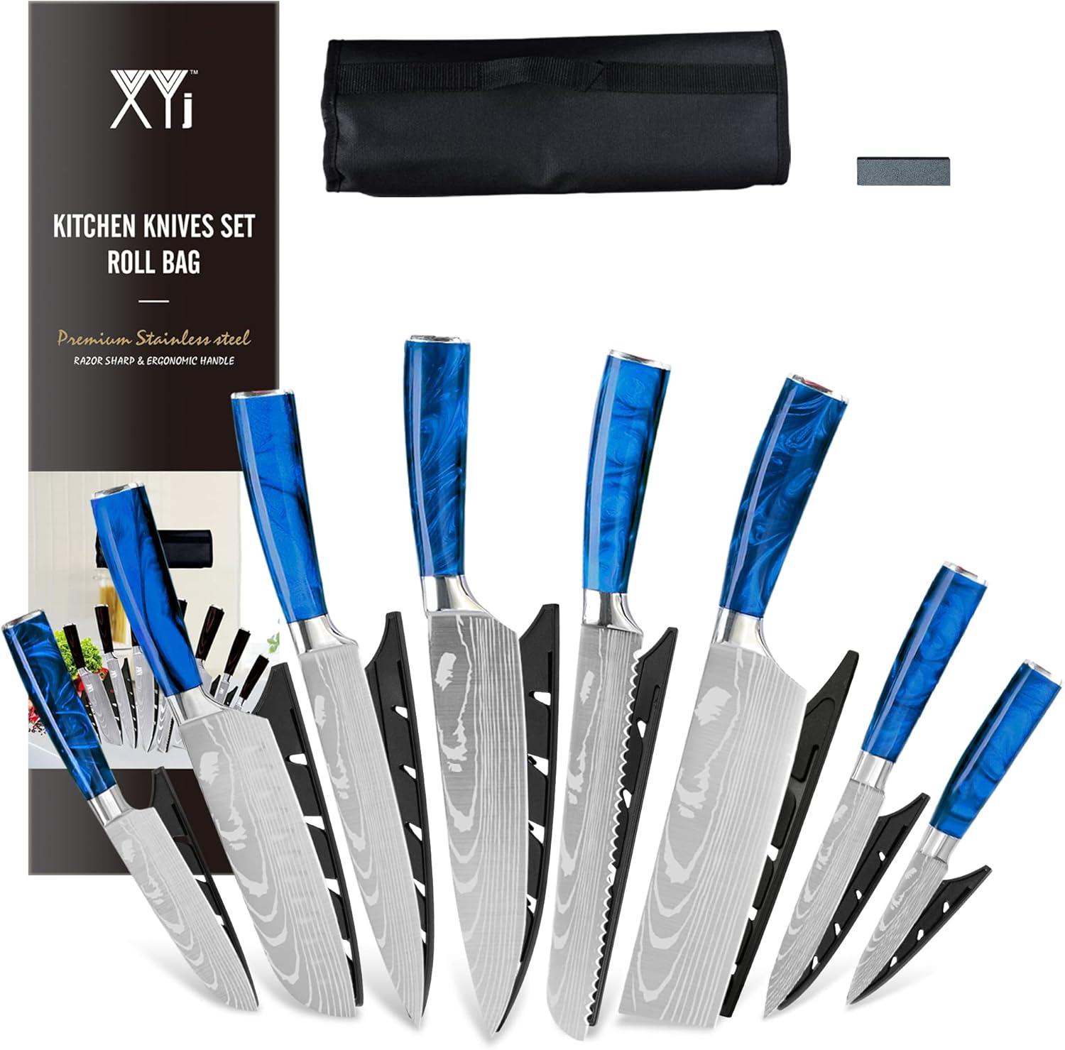 8 Piece Stainless Steel Chef Knife Set with Carry Case A5585