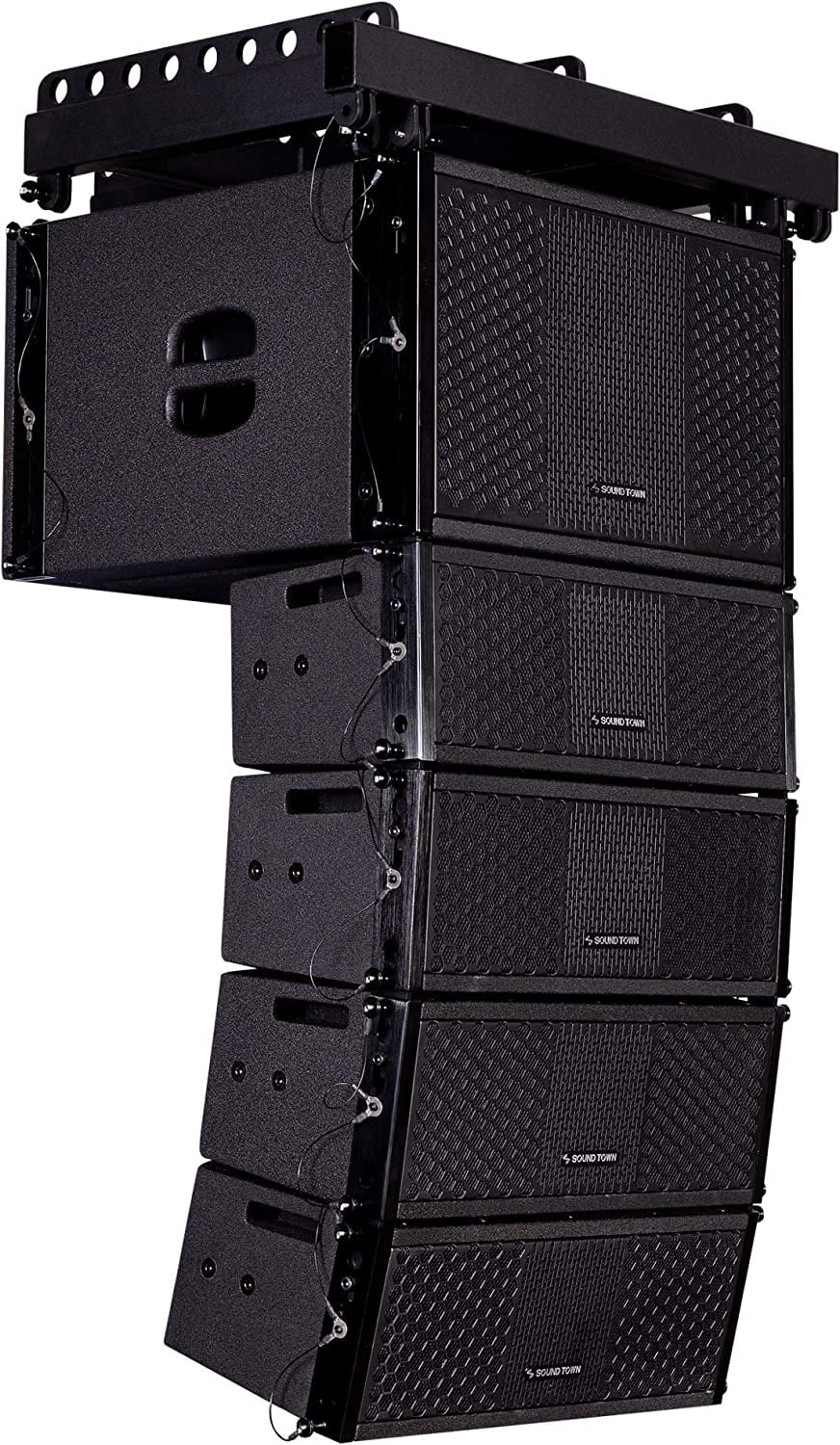 Line Array System with 10-inch Subwoofer and Four Dual 5-inch Speakers, Black B46557