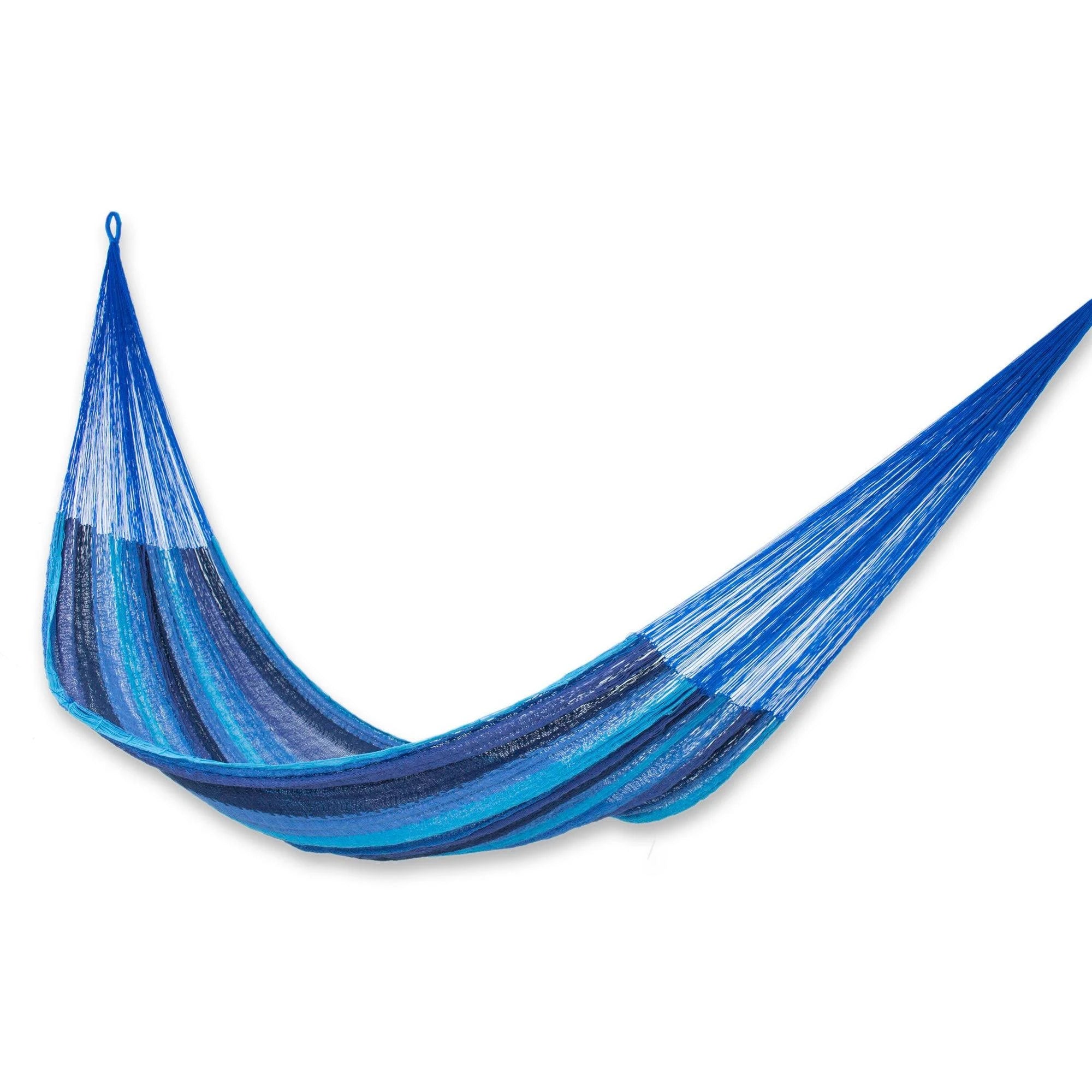 Blue Cotton Hand Woven Mayan Hammock (Double) N39949