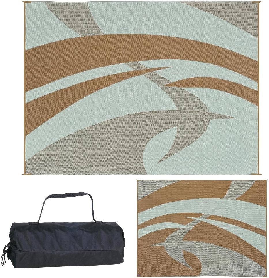Reversible Outdoor Camping Mat, Brown/Beige, 9-Feet x 12-Feet P40225