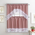 Pink 3-Piece Kitchen Curtain Tiers & Swag Set, 58x36 & 28x36 inches H550