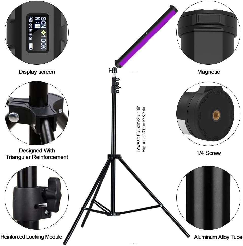 RGB LED Video Light Wand with Tripod Stand F840123