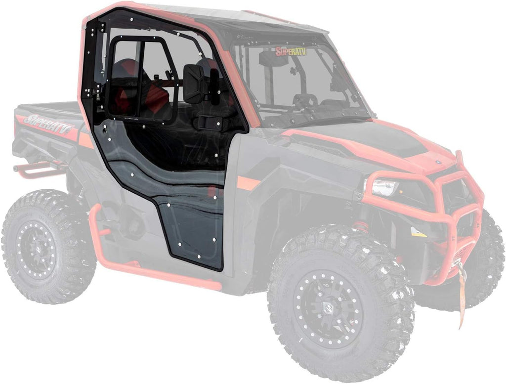 Lightly Tinted Scratch Resistant Polycarbonate Cab Enclosure Doors with Side Mirrors and Sliding Window F845