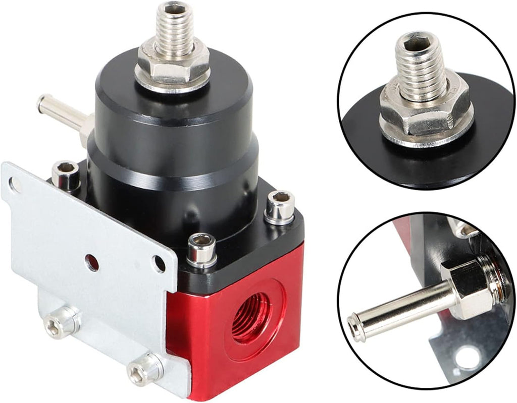 Black Fuel Line Hose Fitting Connectors Kit with Fuel Rail Regulator and Gauge P5992